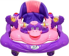 Premergator Reglabil in 3 Trepte NOVOKIDS™ Happy Duck , cu roti din silicon, Ratusca, Pliabil, 8 Roti, Cu Melodii, Mov