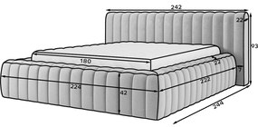 Pat matrimonial bej tapițat cu spațiu de depozitare cu somieră 180x200 cm Carilla – ELTAP