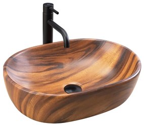 REA-U5060 - Lavoar pentru blat AMELIA 34,5x48 cm ceramică/decor lemn