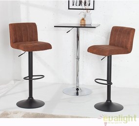 Set de 2 scaune de bar cu tapiterie din microfibra Portland maro vintage A-38456 VC