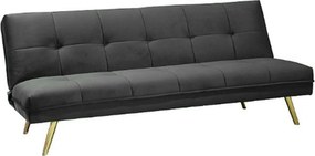 Canapea extensibila MORITZ, gri/auriu, stofa catifelata/metal, 181x88/