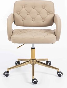 HR8403K Scaun Crem Piele Ecologica Premium Soft cu Bază Aurie