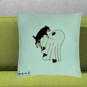 Perna Decorativa Caine Rottweiler Fantoma Halloween, 40x40 cm, Verde Menta, Husa Detasabila, Perna Inclusa, BEKZ®