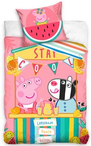 Carbotex Lenjerie de pat pentru copii Pepina Piggy Lemonade Stall, 140 x 200 cm, 70 x 90 cm