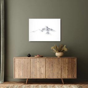 Tablou pe sticlă - Pictură cu cerneală de munți (70x50 cm)