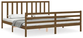 3193814 vidaXL Cadru pat cu tăblie, maro miere, 200x200 cm, lemn masiv