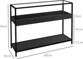 HOMCOM Masă consolă cu 2 rafturi, Masă de hol, Consolă de hol, Negru | Aosom Romania