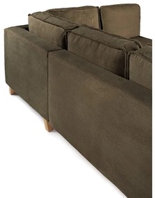 Colțar verde extensibil cu tapițerie din catifea reiată (cu colț pe partea dreaptă) Tori – Bonami Selection