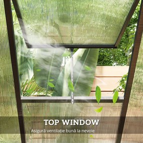 Outsunny Seră de grădină din aluminiu și policarbonat, cu ferestre superioare reglabile 303x183x195cm transparent | Aosom Romania