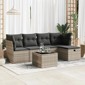 vidaXL Set mobilier grădină cu perne, 6 piese, gri, poliratan