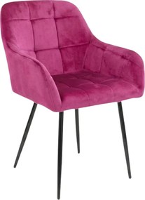 Fotoliu de sufragerie LOREN VELVET roz inchis cu picioare negre