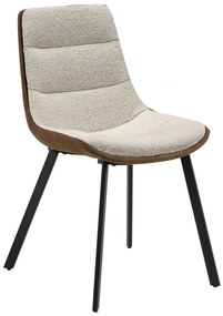 MAZZONI EXPORT IDA Crem și Maro (material Monza 90/Preston 22) - SCAUN TAPIȚAT BOUCLÉ MODERN PENTRU SALON/SUFRAGERIE LOFT