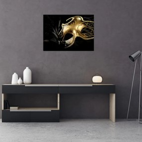 Tablou pe sticlă masca aurie (70x50 cm)