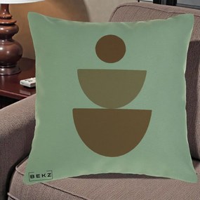 Perna Decorativa Geometric Boho Semicerc Stivuit, 40x40 cm, Verde, Husa Detasabila, Perna Inclusa, BEKZ®