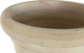 Vas decorativ amforă din teracotă artizanală, finisaj craft brut alb-crem, cu 4 anse, 54×54×100 cm, „Jerba"