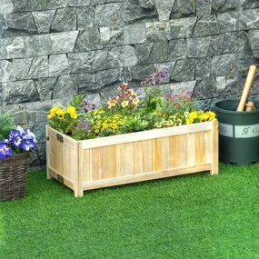 Outsunny Jardinieră Pliabilă Lemn pentru Exterior, Etanșă cu Bază Drenaj, 70x30x25 cm | Aosom Romania