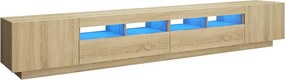vidaXL Comodă TV cu lumini LED, stejar Sonoma, 260x35x40 cm