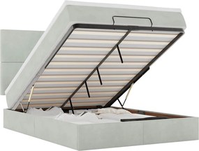 vidaXL Cadru de pat otoman cu saltele Gri deschis 140x190cm catifea