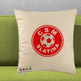 Perna Personalizata CSM Slatina Fotbal, 40x40 cm, Bej, Husa Detasabila, Perna Inclusa, BEKZ®