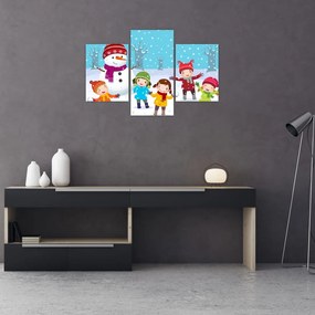 Tablou - Bucurii de iarnă pentru copii (90x60 cm)