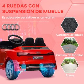 AIYAPLAY Mașinuță Electrică pentru Copii Audi Q8 Etron Sportback cu Baterie 12V Telecomandă Faruri Claxon și Muzică Roșu | Aosom Romania