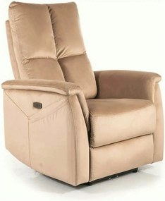Fotoliu recliner NEPTUN M, bej, stofa catifelata/metal, functie de mas