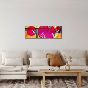 Tablou abstract cu simboluri istorice (cu ceas) (90x30 cm)