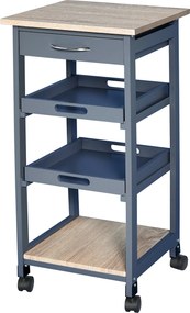 HOMCOM Carucior Bucatarie Sertar 2 Tavi Glisante Blat Fix Lemn Pin MDF 37x37x76cm Gri Stejar | Aosom Romania