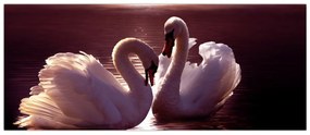 Tablou - Lebede pe lac (120x50 cm)