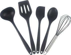 Set 5 ustensile de bucatarie Oliver Voltz OV51612A, Silicon, Rezistente la temperaturi ridicate, Negru