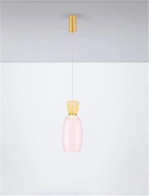 Pendul LED, Lustra design modern Pluma galben/ roz