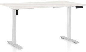 Masă înălțime reglabilă OfficeTech B, 120 x 80 cm, picioare albe, frasin alb