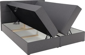 Pat boxspring, 160x200, ţesătură gri, KAMILIA