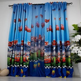 Draperie Satinata pentru copii  Cars  latime 2 5m x inaltime 2m  cu rejansa pt sina