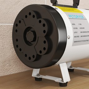 PawHut Uscător de păr pentru câini uscător de profesionist 2200W cu 3 duze diferite zgomot redus 3 temperaturi alb | Aosom Romania