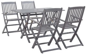 vidaXL Set mobilier de grădină, 5 piese, gri, lemn masiv de acacia