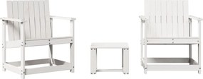 vidaXL Set mobilier de grădină, 3 piese, alb, lemn masiv de pin