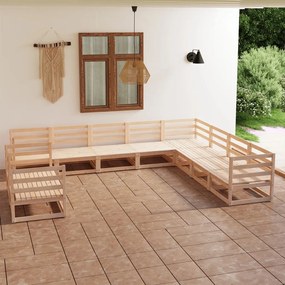 3075924 vidaXL Set mobilier de grădină, 10 piese, lemn masiv de pin