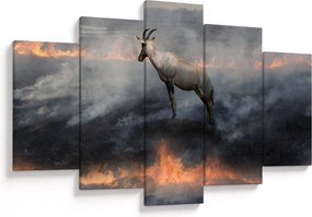 Tablou cu capră de munte în foc (150x105 cm)