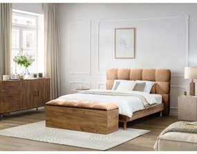 Pat matrimonial roz deschis tapițat cu somieră 180x200 cm Kumo – Bobochic Paris