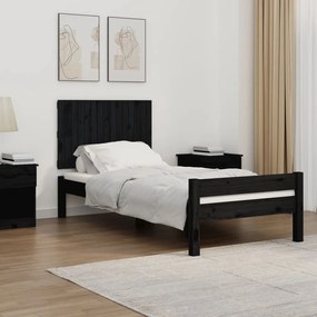 vidaXL Tăblie de pat pentru perete, negru, 95,5x3x60cm, lemn masiv pin