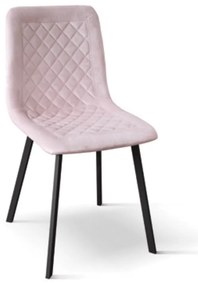 SET 4 Scaune Slim, structura metalica, catifea - ROZ PUDRAT - CATIFEA - NEGRU - STANDARD