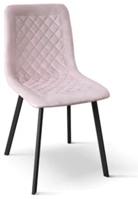 SET 4 Scaune Slim, structura metalica, catifea - ROZ PUDRAT - CATIFEA - NEGRU - STANDARD