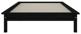 Cadru de pat mic Single 2FT6, negru,75x190cm, lemn masiv de pin Negru, 75 x 190 cm