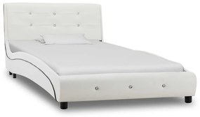 280312 vidaXL Cadru de pat, alb, 90 x 200 cm, piele ecologică