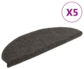 vidaXL Covorașe pentru scări autoadezive, 5 buc., 65x21x4 cm, antracit, semirotunde, mari