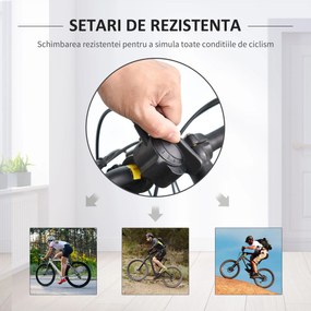 Suport pentru bicicleta cu 5 niveluri de rezistenta reglabile, frana magnetica din tub de otel 54.5x47.2x39.1cm, argintiu HOMCOM | Aosom RO