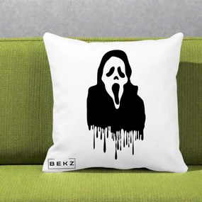 Perna Personalizata Halloween Ghostface Scream Picurand, 40x40 cm, Alba Mata, Husa Detasabila, Perna Inclusa, BEKZ®