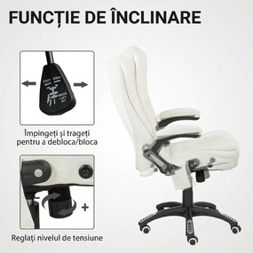 Vinsetto Scaun de Birou Reclinabil cu Masaj, Înălțime Reglabilă, Telecomandă, Textil cu Aspect de In, Crem | Aosom Romania