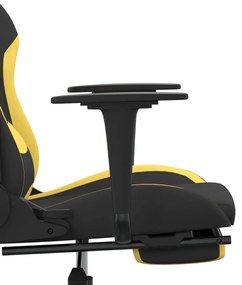 Scaun de gaming pivotant cu taburet negru galben deschis textil 1, Galben deschis, Cu suport de picioare
